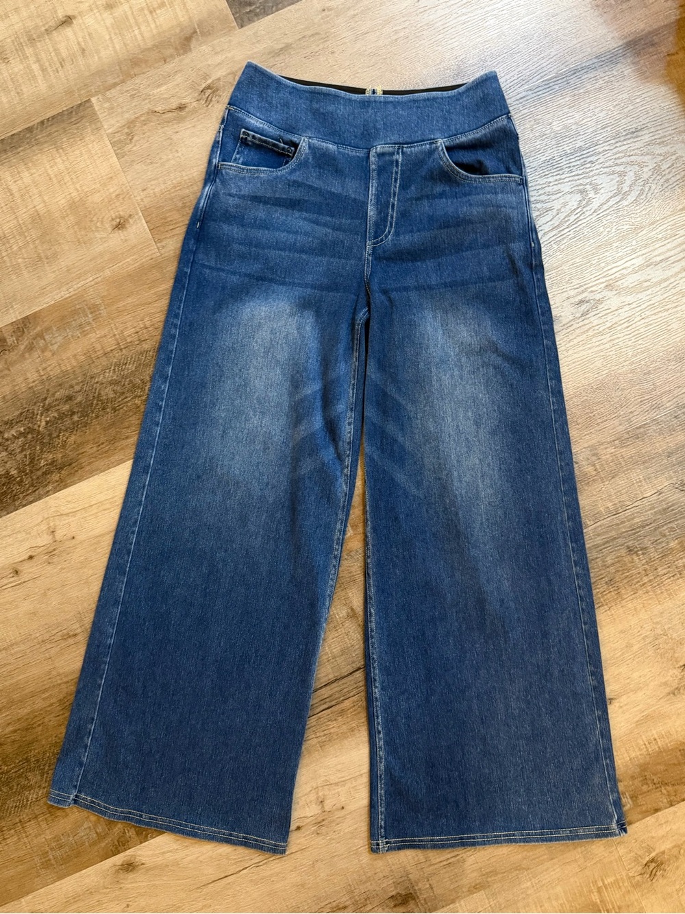 HALARA Wide-Leg Denim Pull On Stretch Comfy Jeans Size Small Petite - Picture 7 of 12